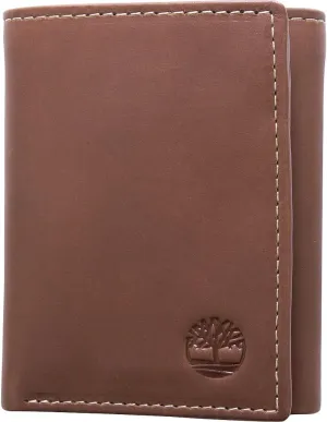 Timberland Men's Leather Trifold Wallet With Id Window, Brown (Hunter), One Size