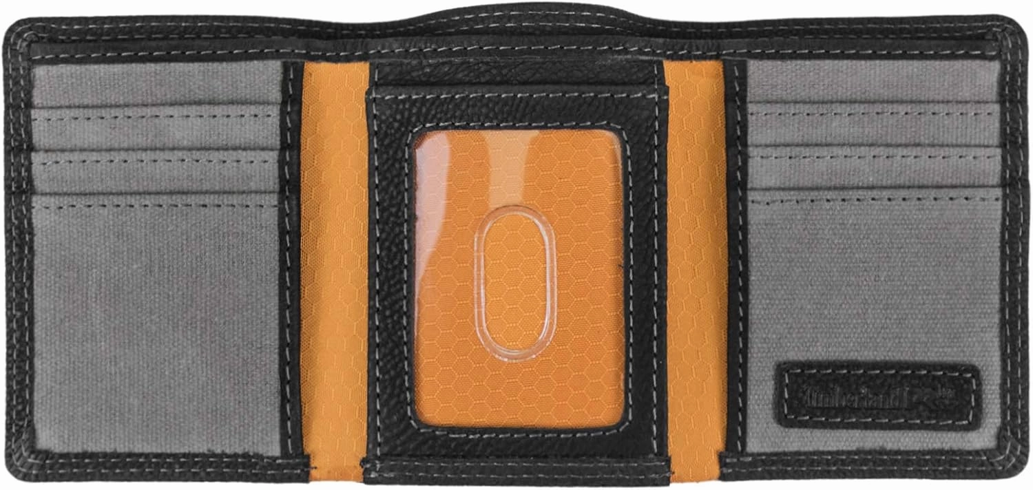 Timberland PRO Men's Leather RFID Trifold Wallet with Id Window