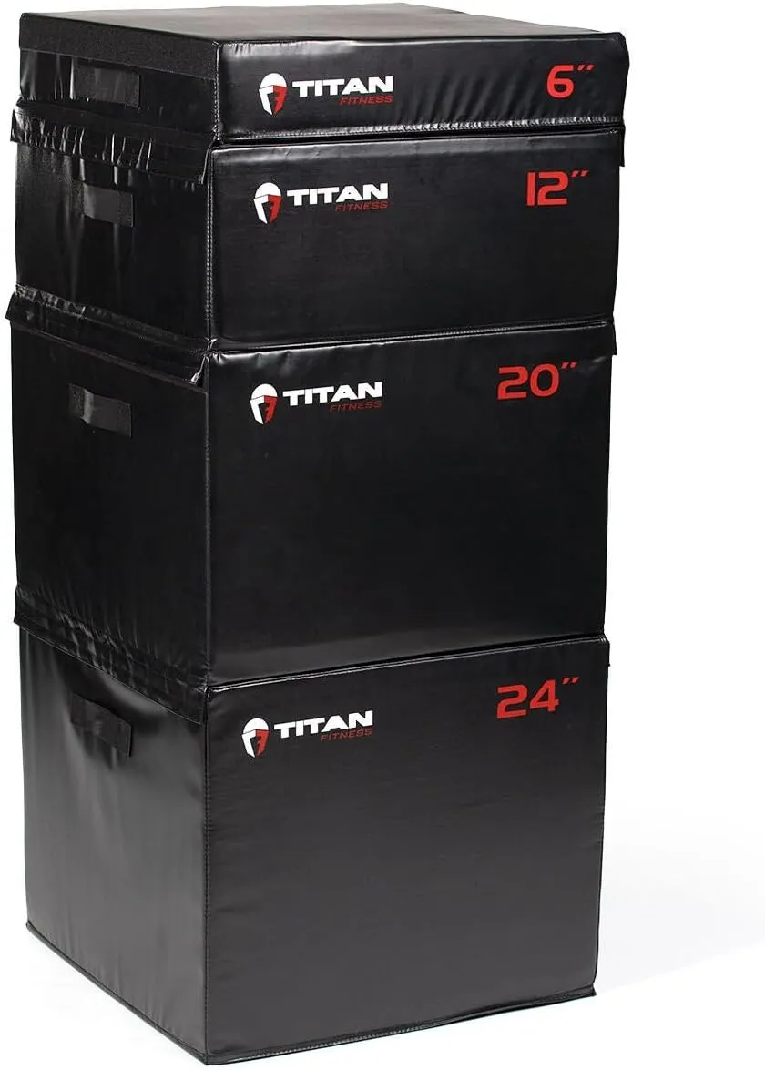 Titan Fitness Portable Stackable Soft Foam Plyometric Boxes 6-in., 12-in., 20-in., 24-in.