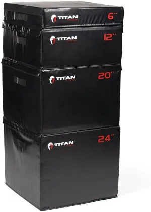 Titan Fitness Portable Stackable Soft Foam Plyometric Boxes 6-in., 12-in., 20-in., 24-in.