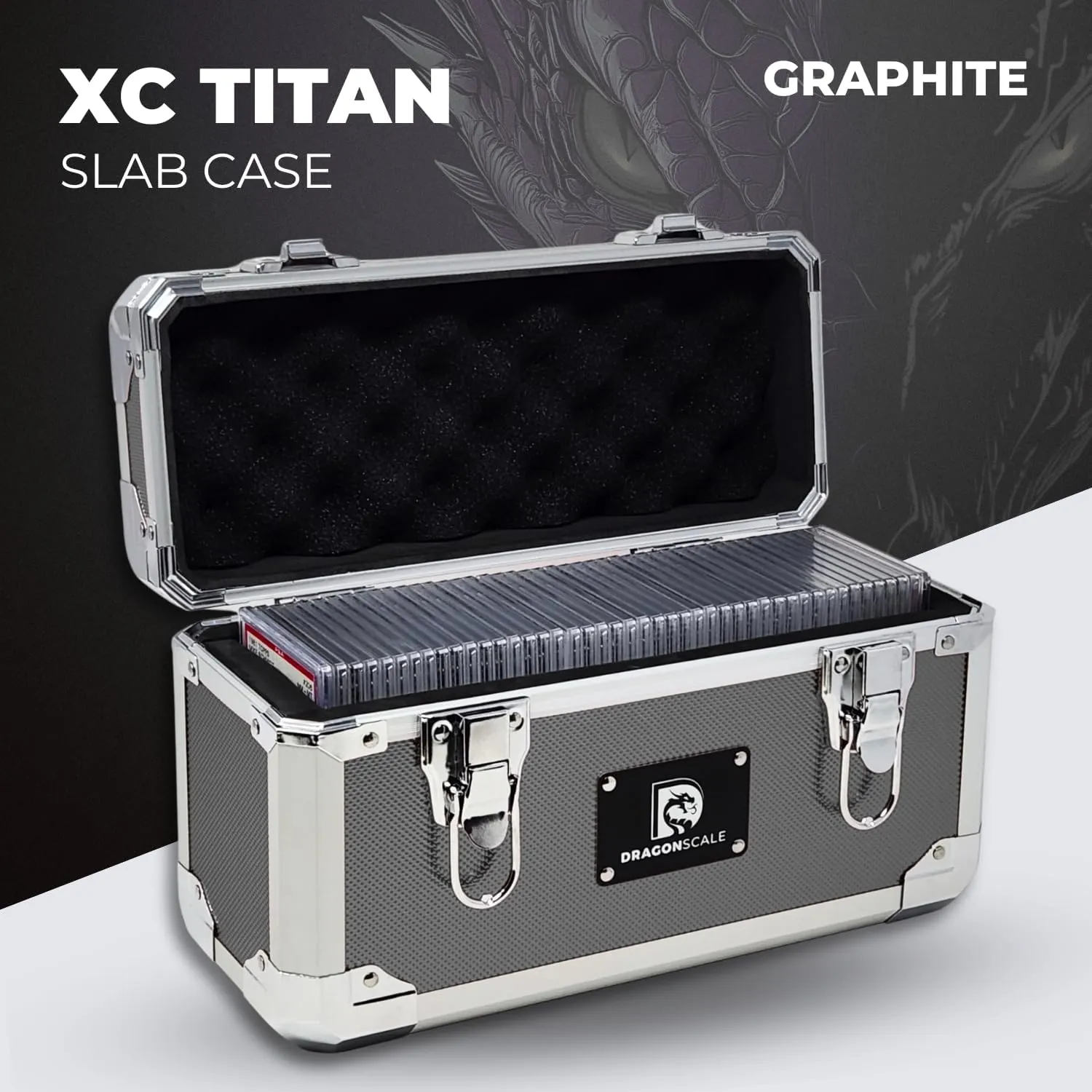 Titan Metal Slab Case – Holds 45 Graded Sports and Trading Cards – Durable Aluminum Storage Box for PSA, BGS, CGC Slabs – XC-45 Grey