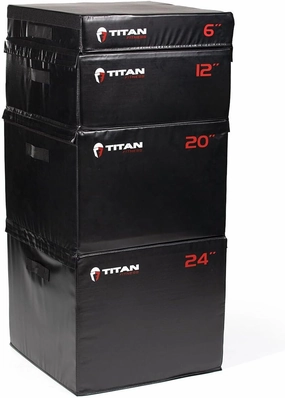 Titan Fitness Portable Stackable Soft Foam Plyometric Boxes 6-in., 12-in., 20-in., 24-in.