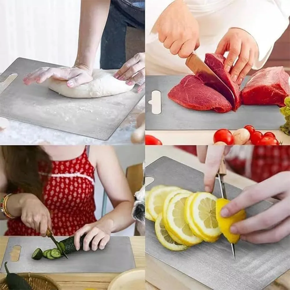 Titanium Cutting Board,Titanium Cutting Boards for Kitchen,304 Stainless Steel Food Grade Cutting Board for Meat Fruit & Vegetable(15.4*11in)