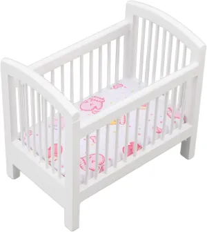Tnfeeon Dollhouse Miniature Crib, Birch Glossy Dollhouse Baby Bed Wooden Play for Dolls for 1:12 Dollhouse