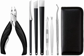 Toenail Clippers 6/7/8 Piece Set of Nail Clippers Set Nail Set Personal Care Set Professional Pedicure Set Beauty Set Nail Clipper Set (Color : Black, Size : 8-Piece Set)