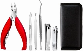 Toenail Clippers 6/7/8 Piece Set of Nail Clippers Set Nail Set Personal Care Set Professional Pedicure Set Beauty Set Nail Clipper Set (Color : Rojo, Size : 7-Piece Set)