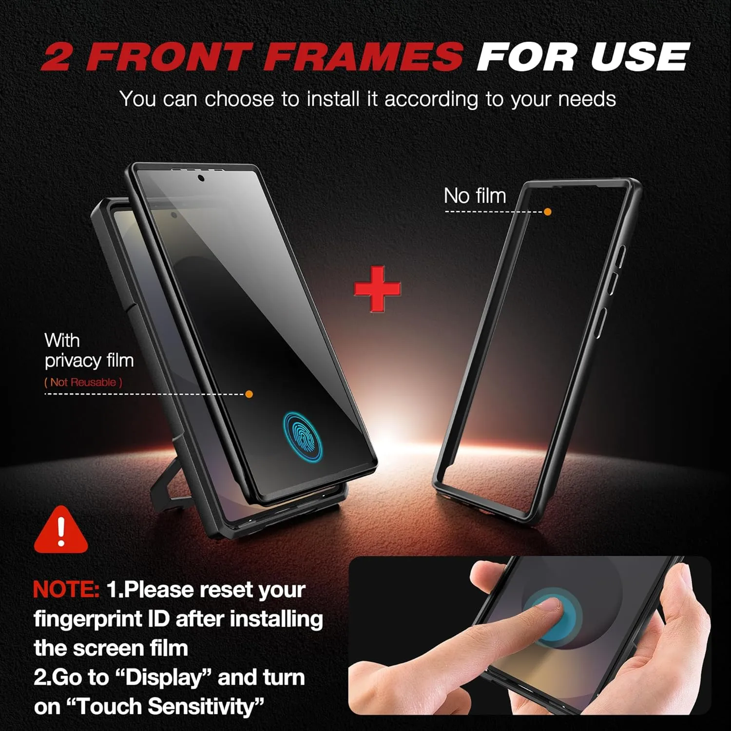 TONGATE Magnetic Stand for Samsung Galaxy S25 Ultra Case with Privacy Screen Protector, [Compatible with Magsafe] [Military Drop Protection] S25 Ultra Case with Camera Cover & Belt Clip, Black Privacy