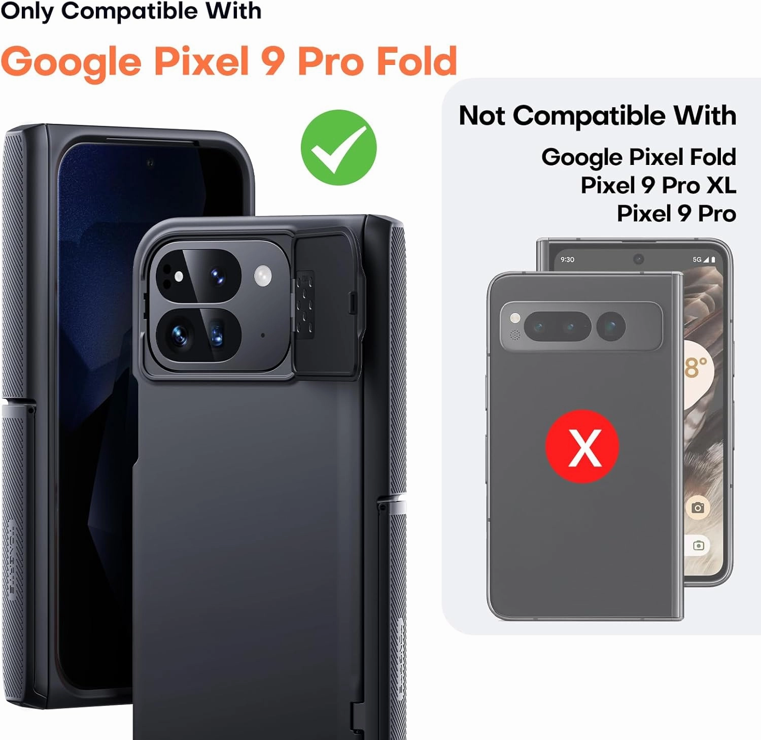 TONGATE Magnetic for Pixel 9 Pro Fold Case with Privacy Screen Protector, [Compatible with MagSafe] [with Camera Cover & Hinge Protection] Full-Body Rugged Stand Case for Google Pixel 9Pro Fold, Black