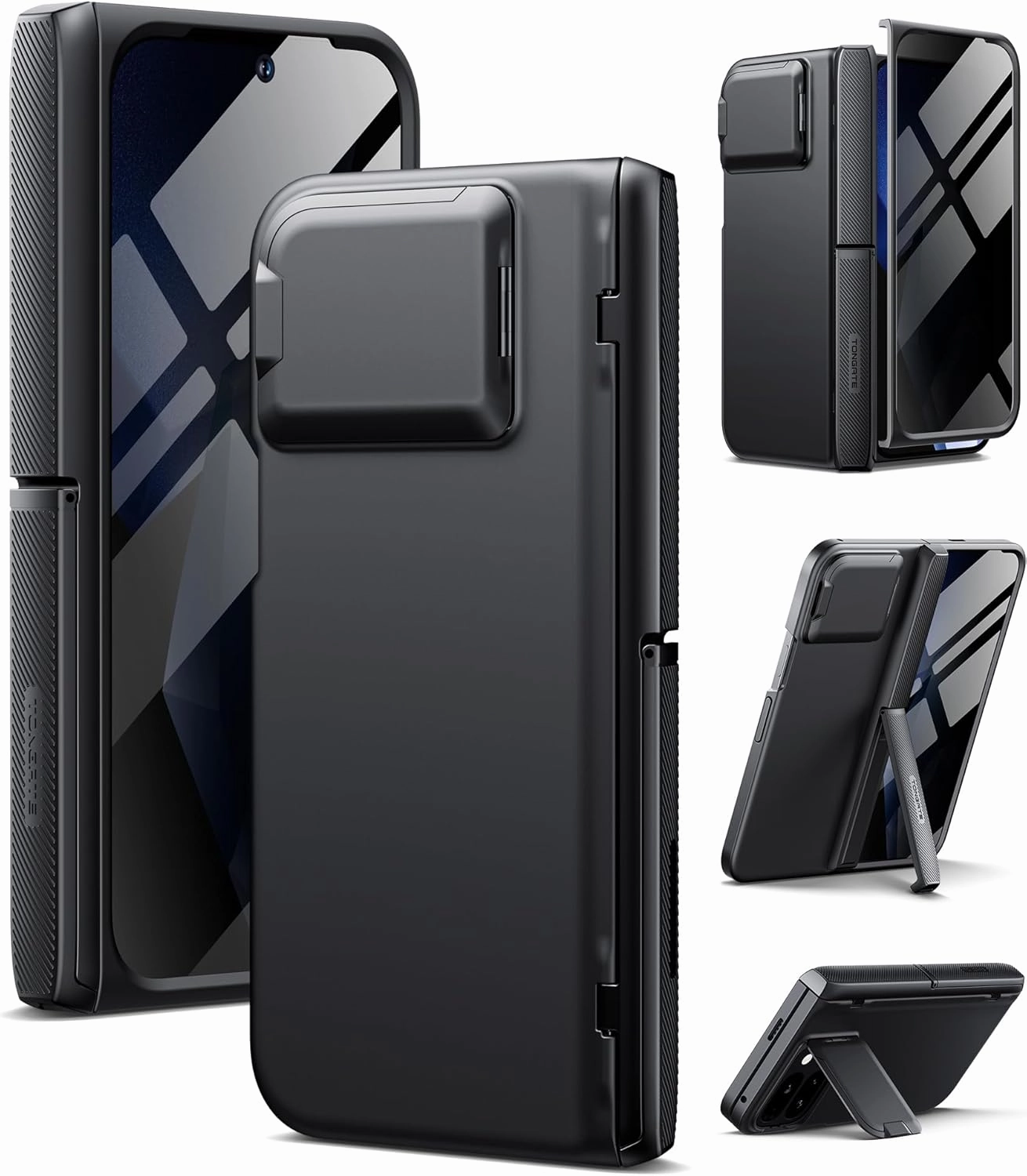 TONGATE Magnetic for Pixel 9 Pro Fold Case with Privacy Screen Protector, [Compatible with MagSafe] [with Camera Cover & Hinge Protection] Full-Body Rugged Stand Case for Google Pixel 9Pro Fold, Black