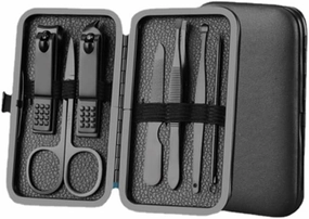 Tools Stainless Steel Manicure Set Nail Clippers Dead Skin Scissors Nail Groove Nail Tools,Black 7 Piece Set