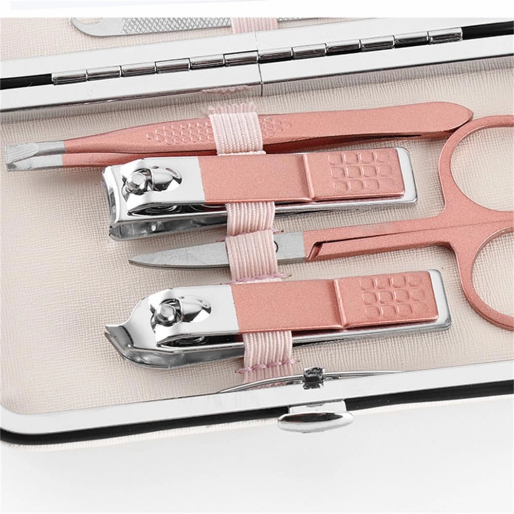 Tools Stainless Steel Manicure Set Nail Clippers Dead Skin Scissors Nail Groove Nail Tools,Black 7 Piece Set