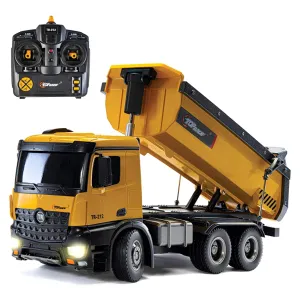 Top Race Remote Control Dump Truck Toy - 1:14 Scale Heavy-Duty Construction Vehicle with 7 lb Load Capacity, Strong Engines and Rubber Tires - RC Dump Truck for Kids - Realistic Construction Fun