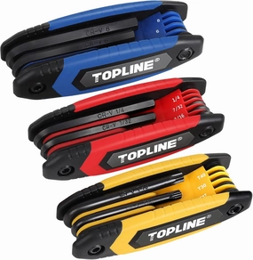 Topline 25-piece Folding Hex Key Set, 3 Pack, Portable Allen Wrenches Sets, SAE, Metric, Allen Key Set for Basic Home Repair and General Applications