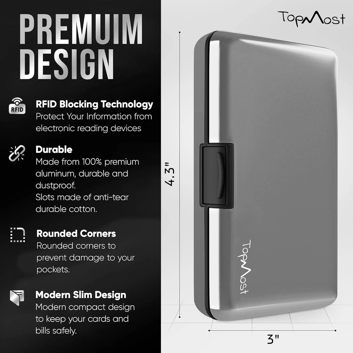 TopMost Aluminum Wallet, Card Case Wallet, Metal RFID Credit Card Holder for Men & Women, 6 Cotton Slots for 12 Cards And Bills, Rfd Protective
