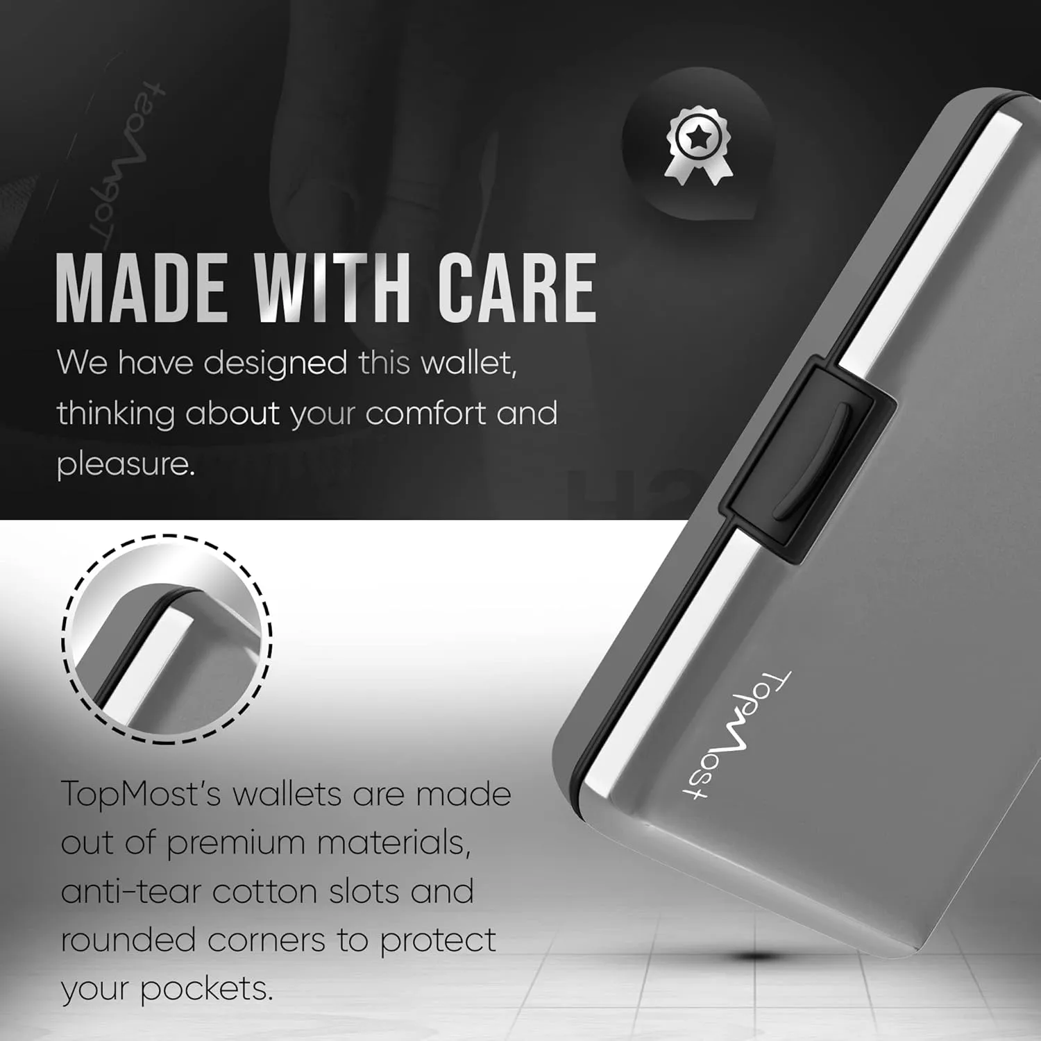 TopMost Aluminum Wallet, Card Case Wallet, Metal RFID Credit Card Holder for Men & Women, 6 Cotton Slots for 12 Cards And Bills, Rfd Protective