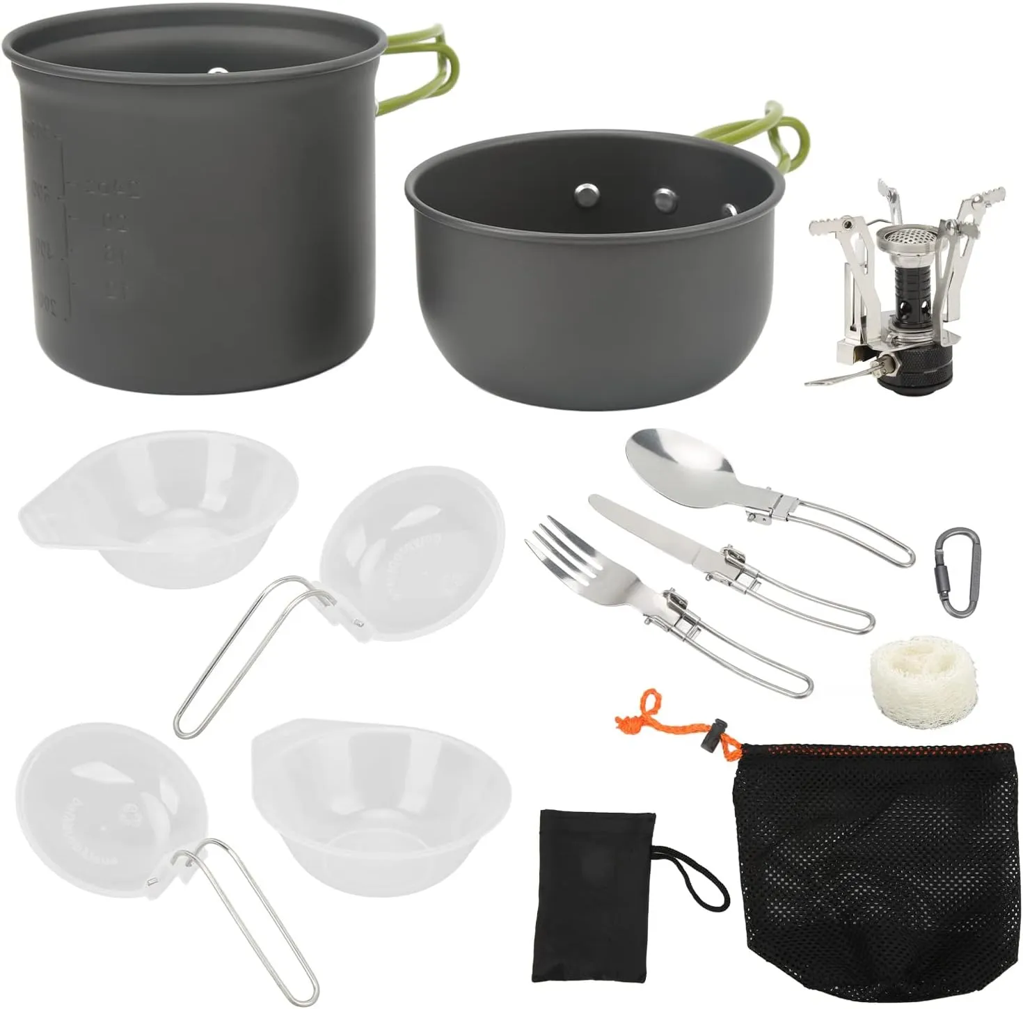 Topyond Outdoor Portable Pot Set, Camping Cookware Kit, Kitchen Cooking Utensil Set for Camping, Outdoor Cooking Grilling Utensil Organizer Travel Set