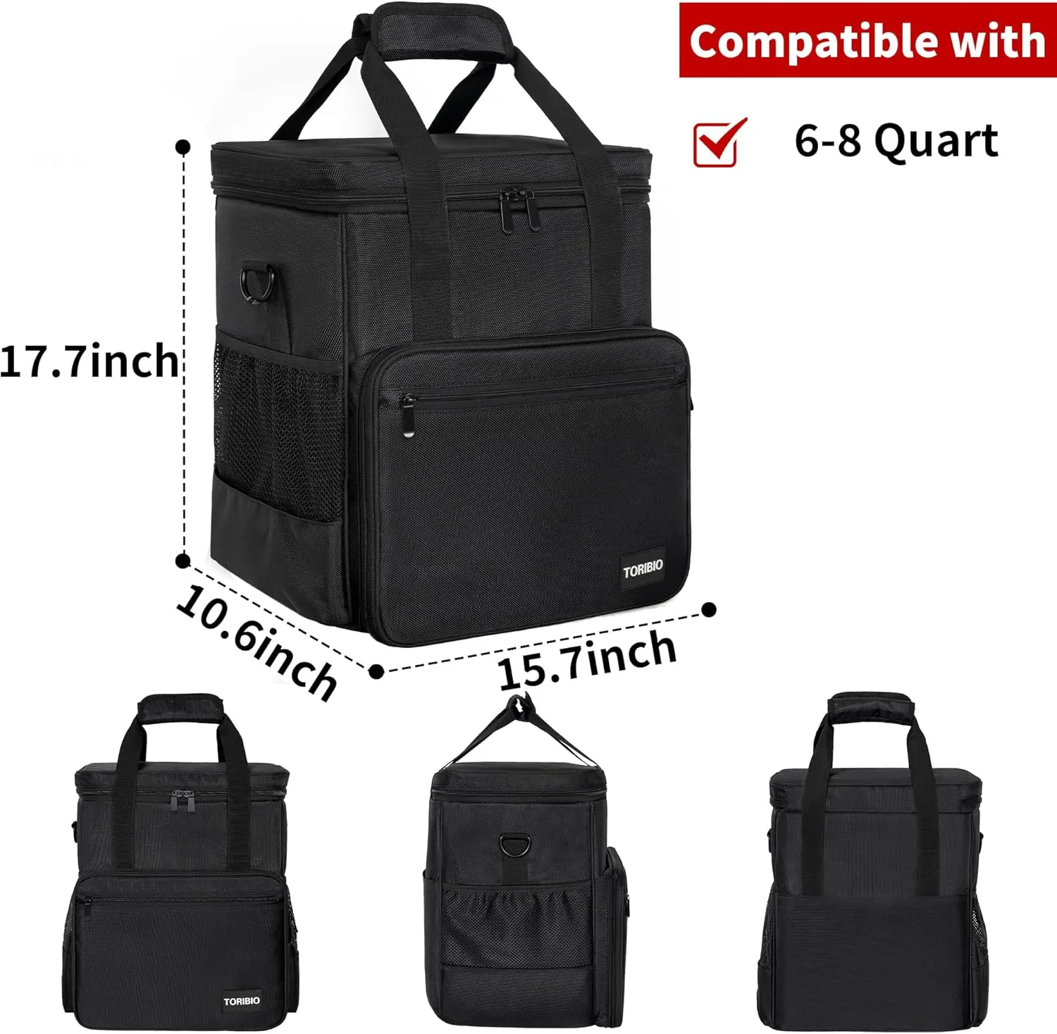TORIBIO Kitchen Mixer Storage Bag Compatible with KitchenAid and Extra Accessories, Mixer Portable Carrying Bag/Case fit for 6-Quart and 8-Quart Mixers, 15.7" x 10.6" x 17.7"