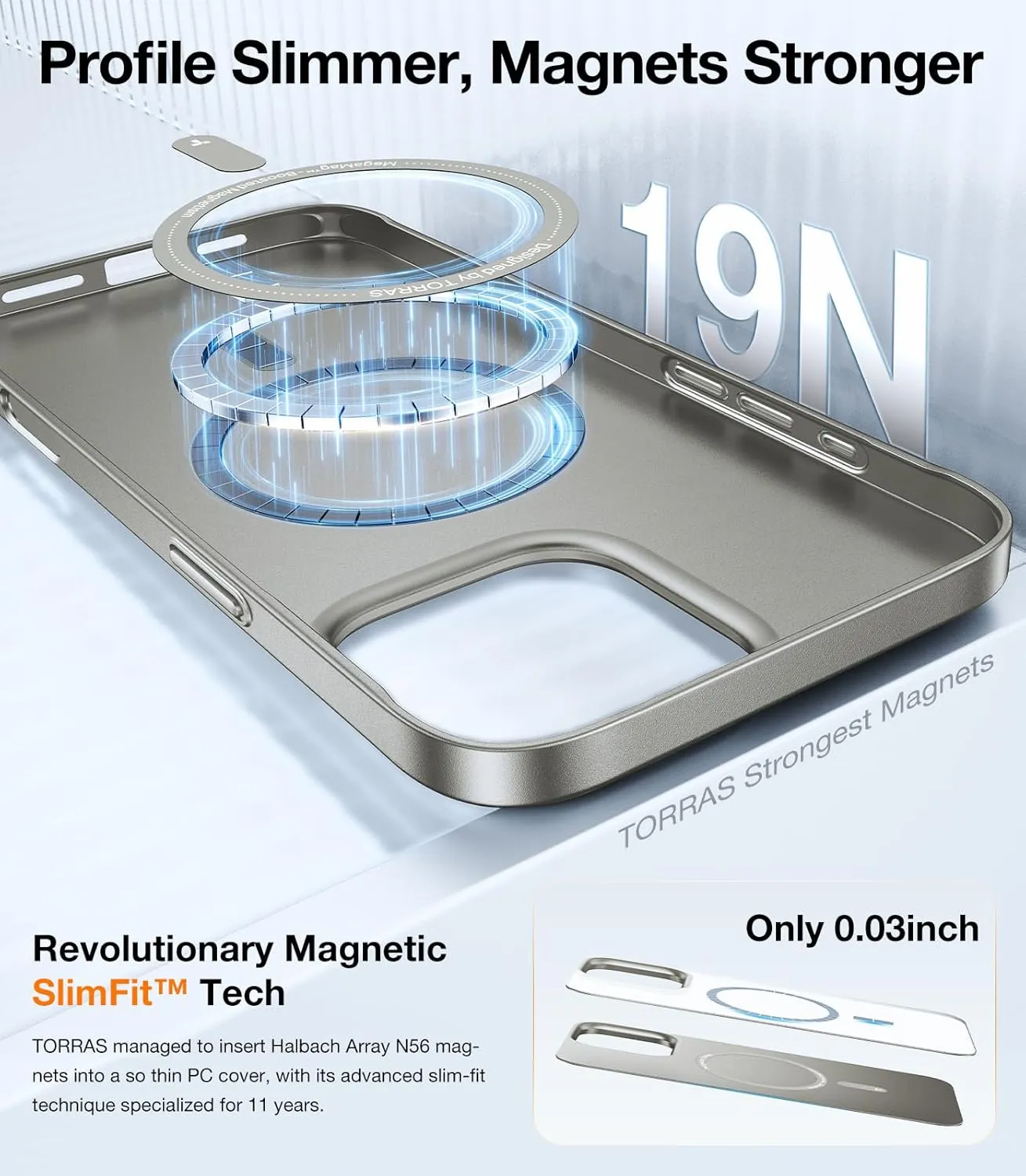 TORRAS Magnetic Slim Fit Case for iPhone 16 Pro, 6.3 inch, Ultra-Thin Compatible with MagSafe, Lightweight Matte Anti-Scratch Hard PC Cover Phone Case, Natural Titanium