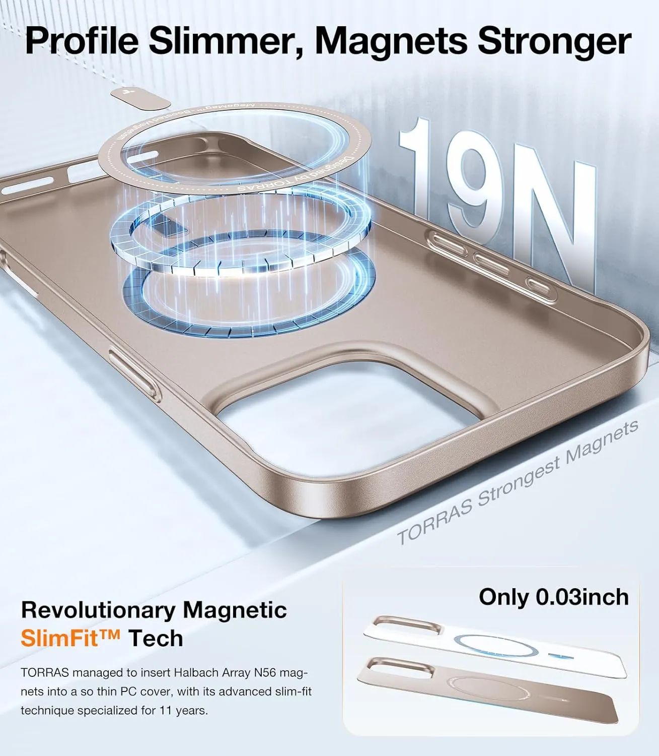 TORRAS Magnetic Slim Fit for iPhone 16 Pro Case 6.3 inch, Ultra-Thin 16 Pro Case Compatible with MagSafe, Lightweight Matte Anti-Scratch Hard PC Cover Phone Case for iPhone 16 Pro, Desert Titanium