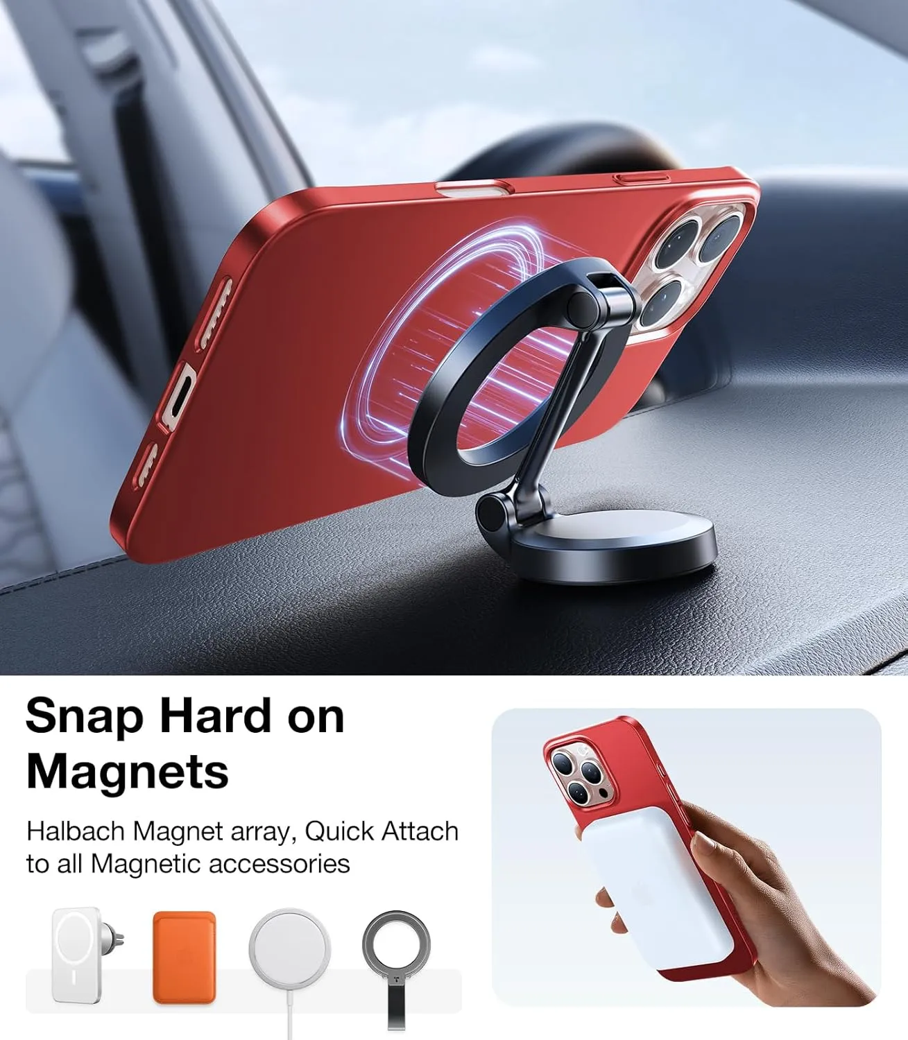 TORRAS Magnetic Slim Fit for iPhone 16 Pro Case 6.3 inch, Ultra-Thin 16 Pro Case Compatible with MagSafe, Lightweight Matte Anti-Scratch Hard PC Cover Phone Case for iPhone 16 Pro OriginFit, Red