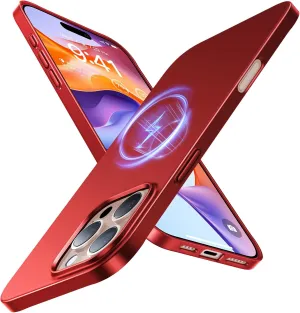 TORRAS Magnetic Slim Fit for iPhone 16 Pro Case 6.3 inch, Ultra-Thin 16 Pro Case Compatible with MagSafe, Lightweight Matte Anti-Scratch Hard PC Cover Phone Case for iPhone 16 Pro OriginFit, Red