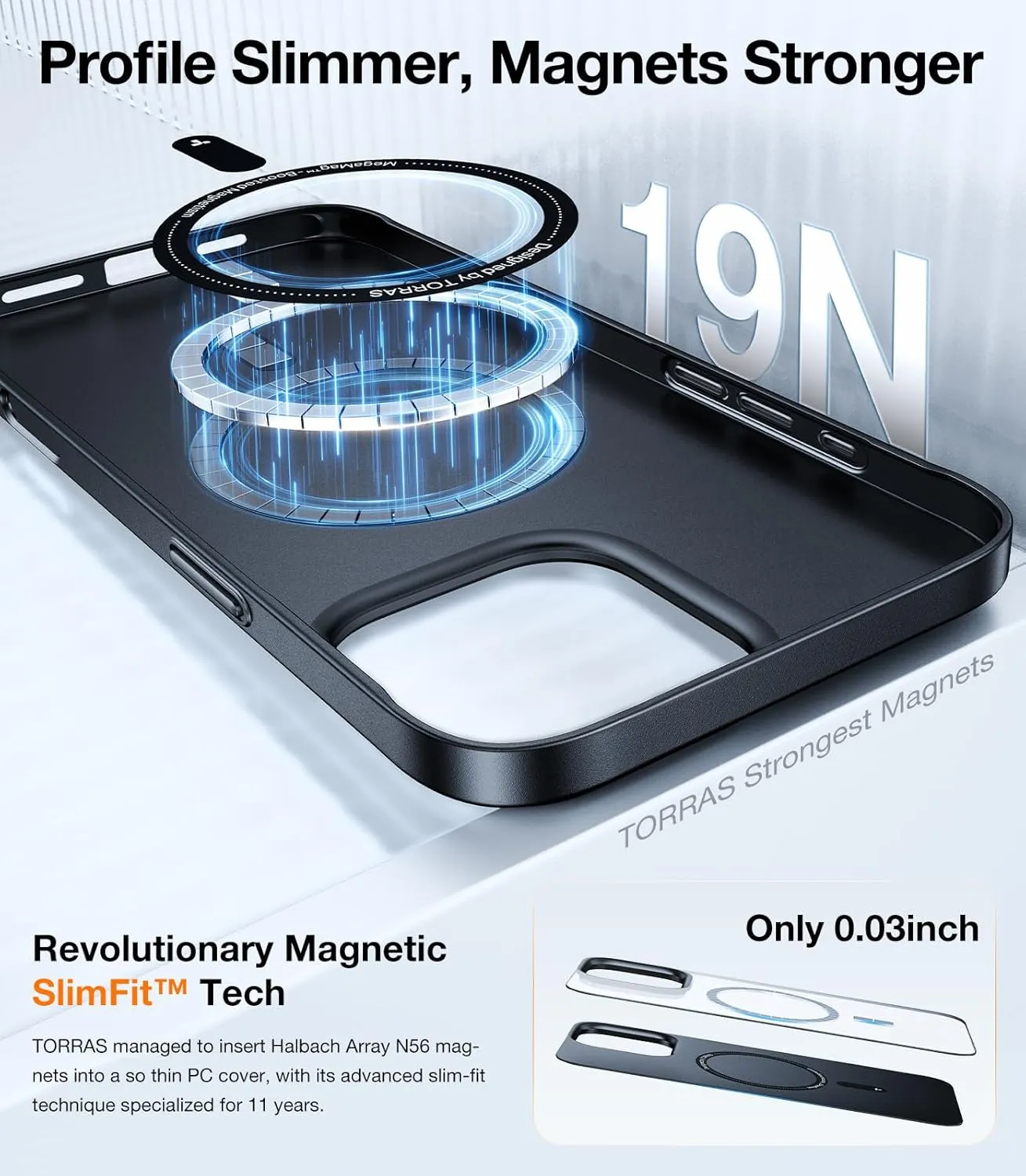 TORRAS Magnetic Slim Fit for iPhone 16 Pro Case, 6.3 inch, Ultra-Thin Case Compatible with MagSafe, Lightweight Matte Anti-Scratch Hard PC Cover Phone Case for iPhone 16 Pro OriginFit, Black