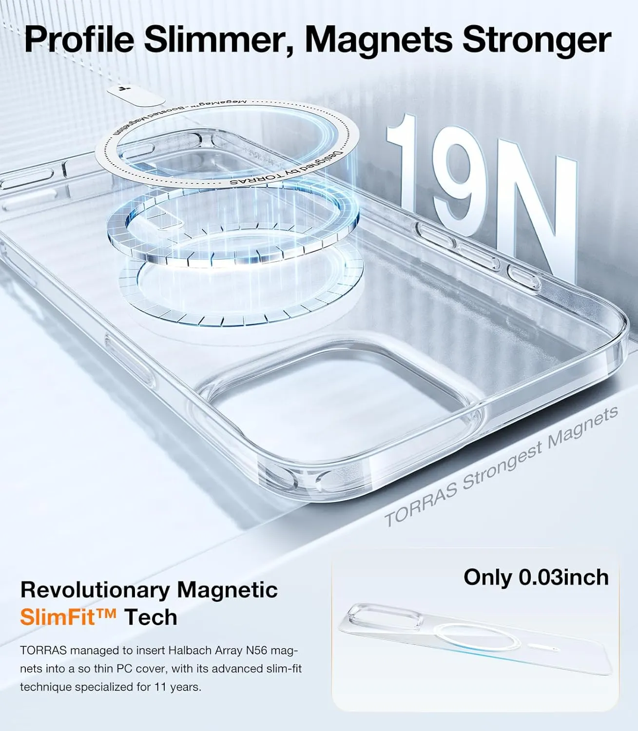 TORRAS Magnetic Slim-Fit for iPhone 16 Pro Max Case, Ultra-Thin 16 ProMax Phone Case Compatible with MagSafe, Light Anti-Scratch Matte Hard PC Bayer 6.9 inch OriginFit, Clear