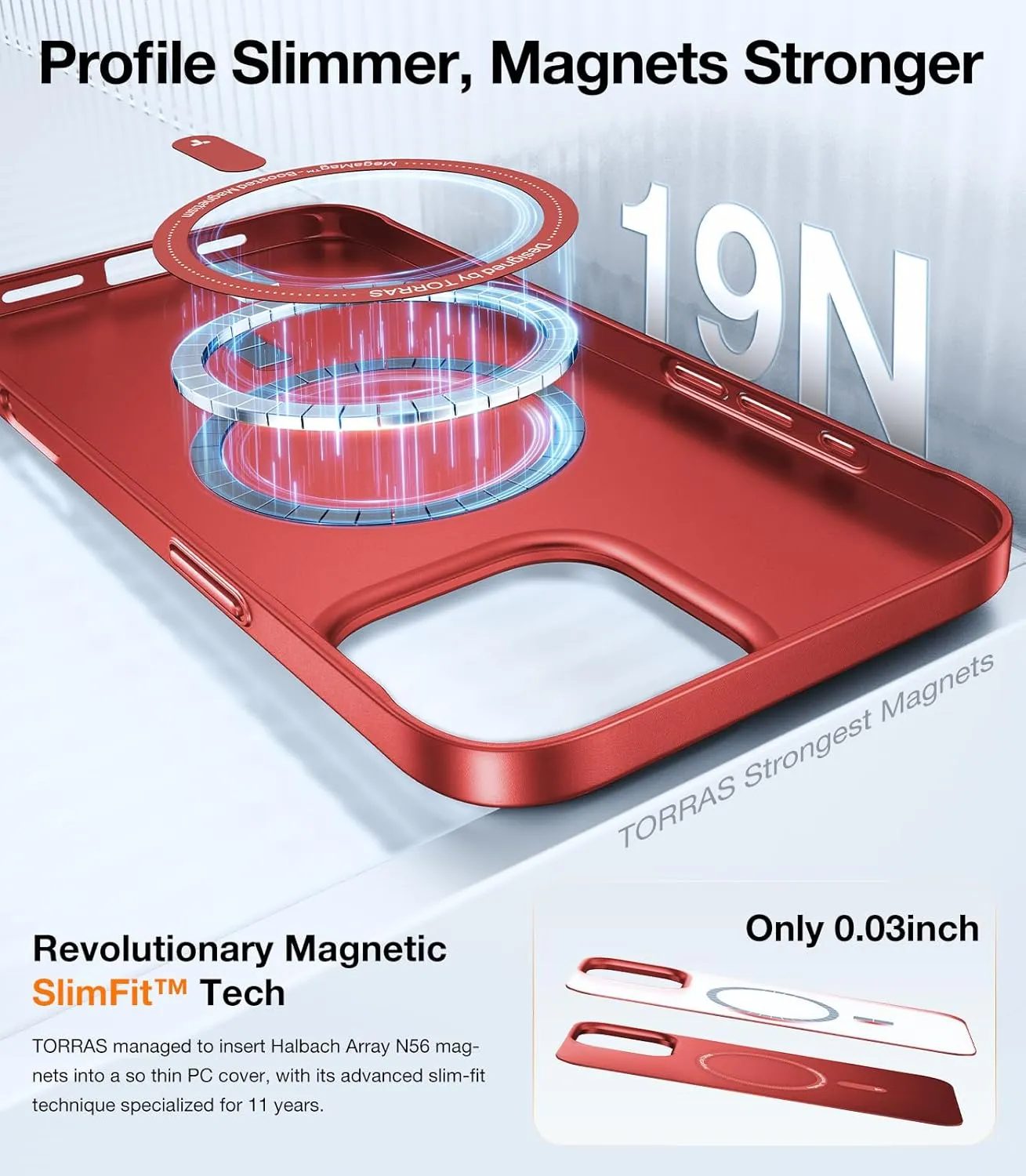 TORRAS Magnetic Slim-Fit for iPhone 16 Pro Max Case, Ultra-Thin 16 ProMax Phone Case Compatible with MagSafe, Light Anti-Scratch Matte Hard PC Bayer 6.9 inch, Red