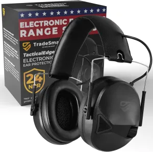 TradeSmart TacticalEdge NRR 24 Electronic Earmuffs – Active Shooting Ear Protection with 5x Amplification & Slim Design