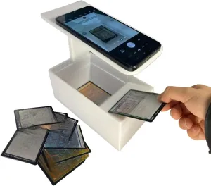 Trading Card Scanner Stand with Storage Box, Sports Card Scanner Compatible with ManaBox, Quickly Scan and Price Check