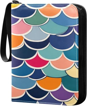 Trading Card Storage Binder PU Leather Card Holder with Zipper 400 Slots Collector Album Waterproof Card Organizer Colorful Fish Scales 01