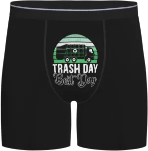 Trash Day Best Day Waste Management Garbage Truck Mens Underwear Wicking-Moisture & Cool Boxer Briefs with Fly Pouch