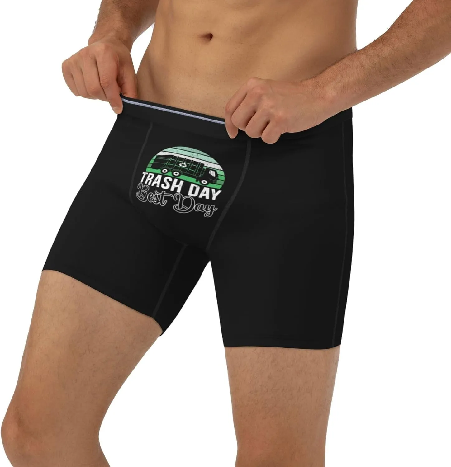Trash Day Best Day Waste Management Garbage Truck Mens Underwear Wicking-Moisture & Cool Boxer Briefs with Fly Pouch