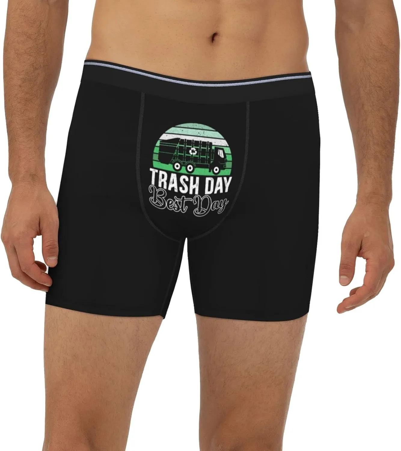 Trash Day Best Day Waste Management Garbage Truck Mens Underwear Wicking-Moisture & Cool Boxer Briefs with Fly Pouch