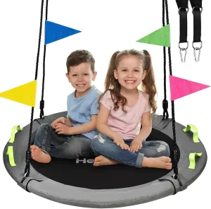 Tree Swing, Saucer Swing 40 Inch for Kids, 900lbs Weight Capacity, with Adjustable Hanging Straps, for Backyard and Outdoor Playground, Gray