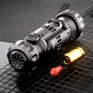 Tungsten Steel Fidget Gun Toy - Metal EDC Finger Slider with Textured Spinner, Stress Relief Gadget for Adults, Silent Clicking & Gyro Rotation (Black)