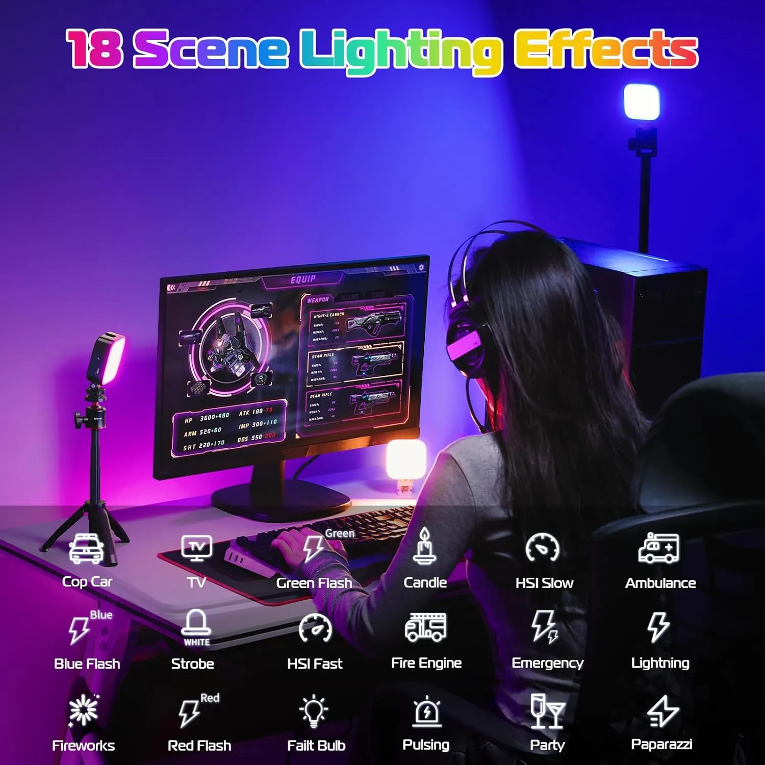 ULANZI U60 RGB Video Lights Black LED Camera Light 360° Full Color Portable Photography Lighting w Quick Release Cold Shoe Adapter and Clip, 2500mAh Rechargeable CRI 95  2500-9000K Dimmable Panel Lamp