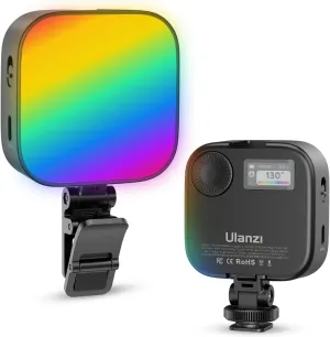ULANZI U60 RGB Video Lights Black LED Camera Light 360° Full Color Portable Photography Lighting w Quick Release Cold Shoe Adapter and Clip, 2500mAh Rechargeable CRI 95  2500-9000K Dimmable Panel Lamp