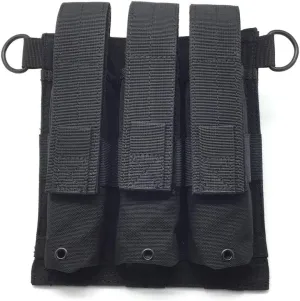 UMP / MP5 SMG Triple Magazine Pouch - Black - Adjustable Anti-Release Flap for Secure Retention - Hook and Loop Attached - Tactical Gear and Accessorie