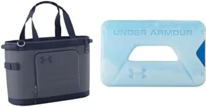Under Armour Cooler Tote Bag Fits 30 Cans   1.5lb Ice Block Blue Accessories Bundle