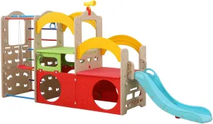 UNICOO® 10 in 1 Indoor Playground, Jungle Gym Playset with Slide, Climbing Wall, Ladder, Swing, Basketball, Hanging Rings | Outdoor Toys for Toddlers 3  | Toddler Climbing Toys Indoor (Mixed Color)