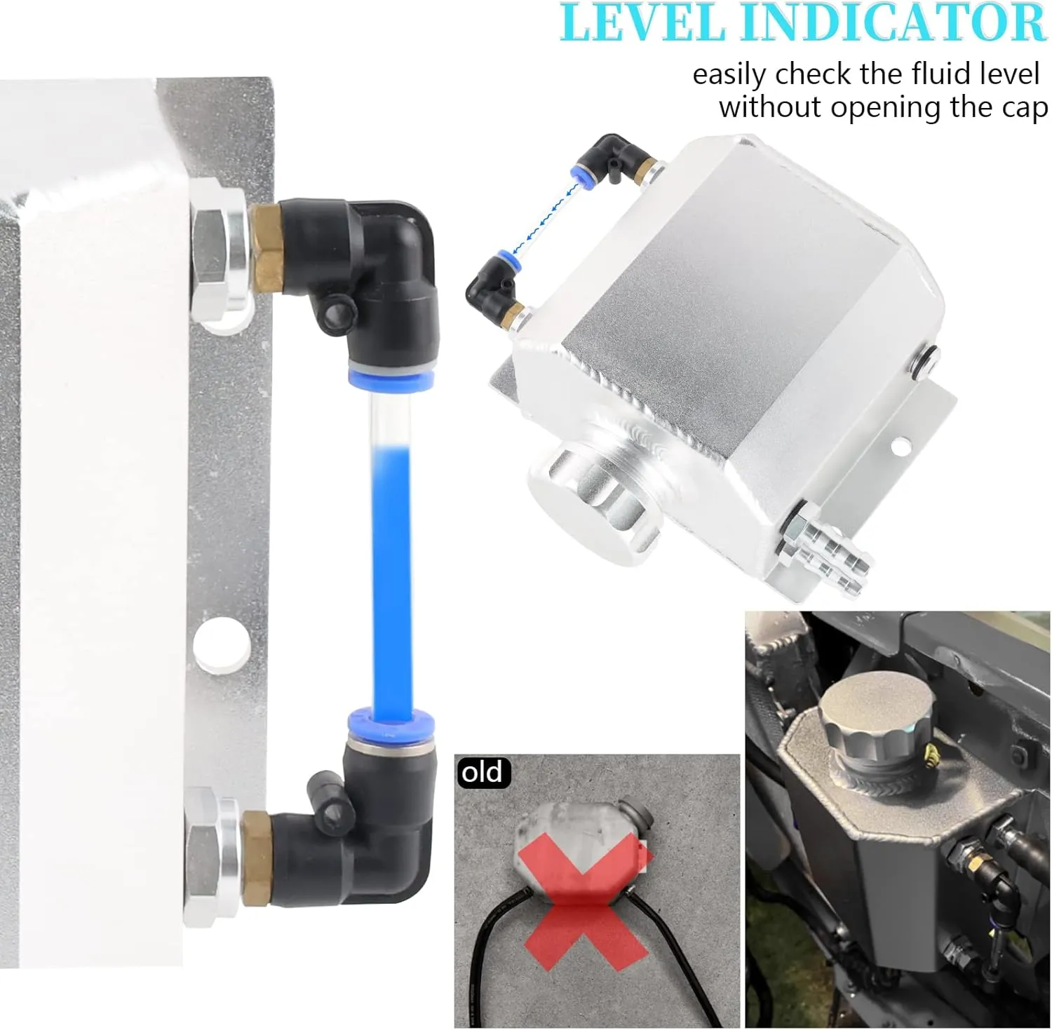 Universal 1L Coolant Radiator Tank - Overflow & Expansion Tank, Recovery Water Reservoir (Silver)