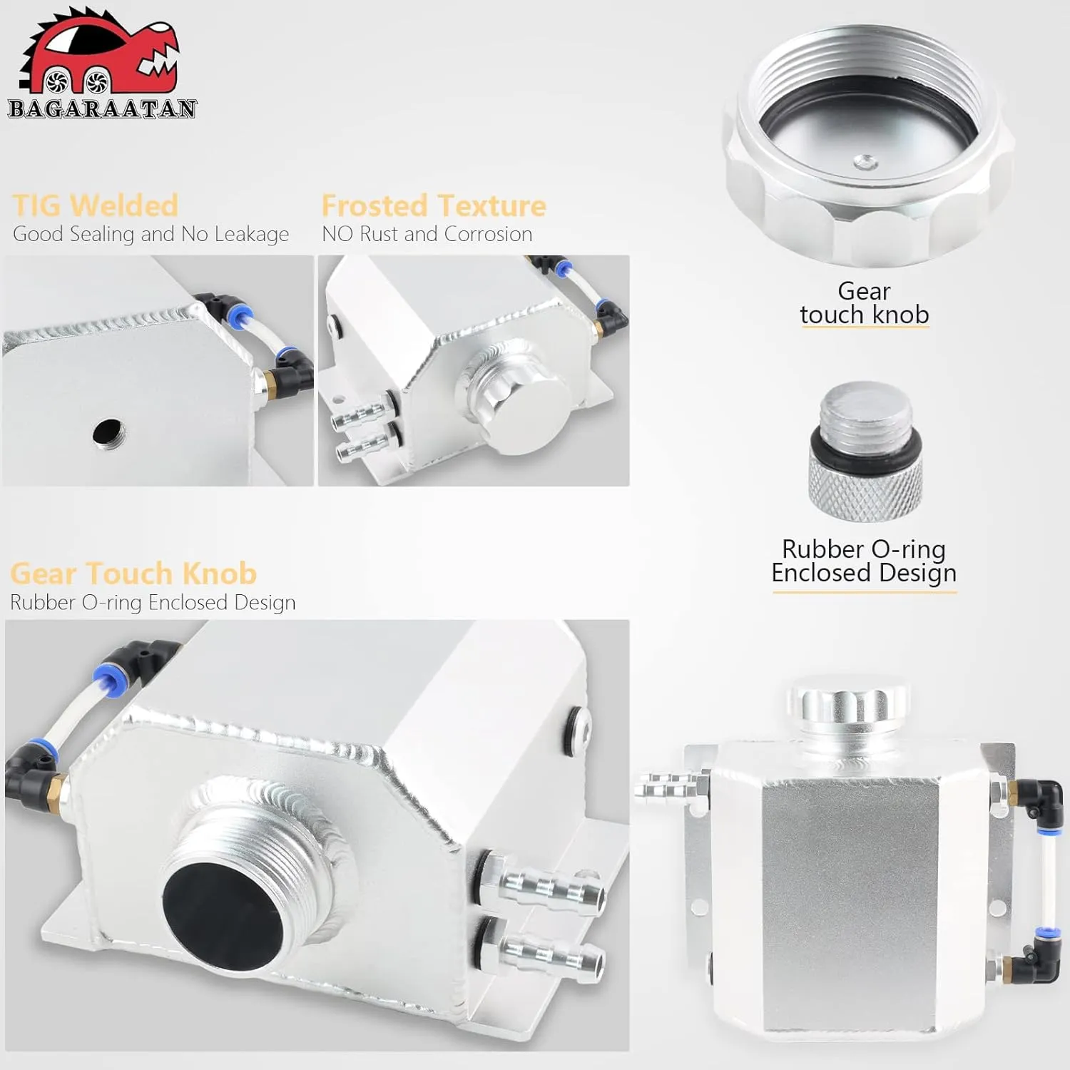 Universal 1L Coolant Radiator Tank - Overflow & Expansion Tank, Recovery Water Reservoir (Silver)