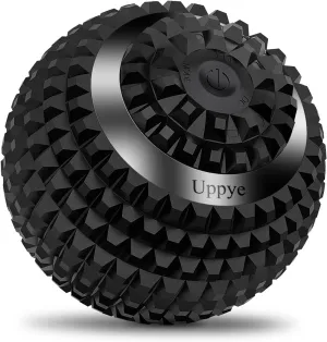 Uppye Vibrating Ball Massager, 4-Speed High-Intensity Fitness Lacrosse Ball, Mobility Ball for Workout Recovery, Deep Tissue Massager for Pain Relief and Trigger Point Treatment (Black)