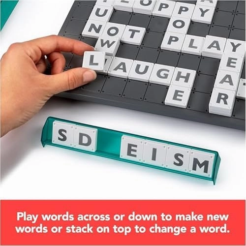 Upwords, The Game of Quick Stacking & Word Hacking with Stackable Letter Tiles, 2022 Edition | Word Games | Board Games for Kids 8-12 | Family Games for Ages 8 