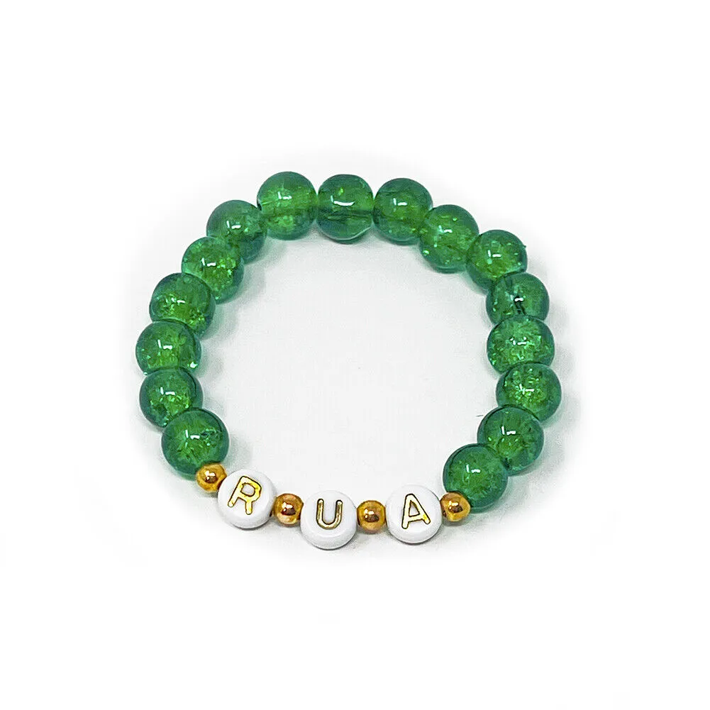 US Custom Name Bracelet Faux Pearl Jade Crystal Beaded Stackable Mama Bracelet
