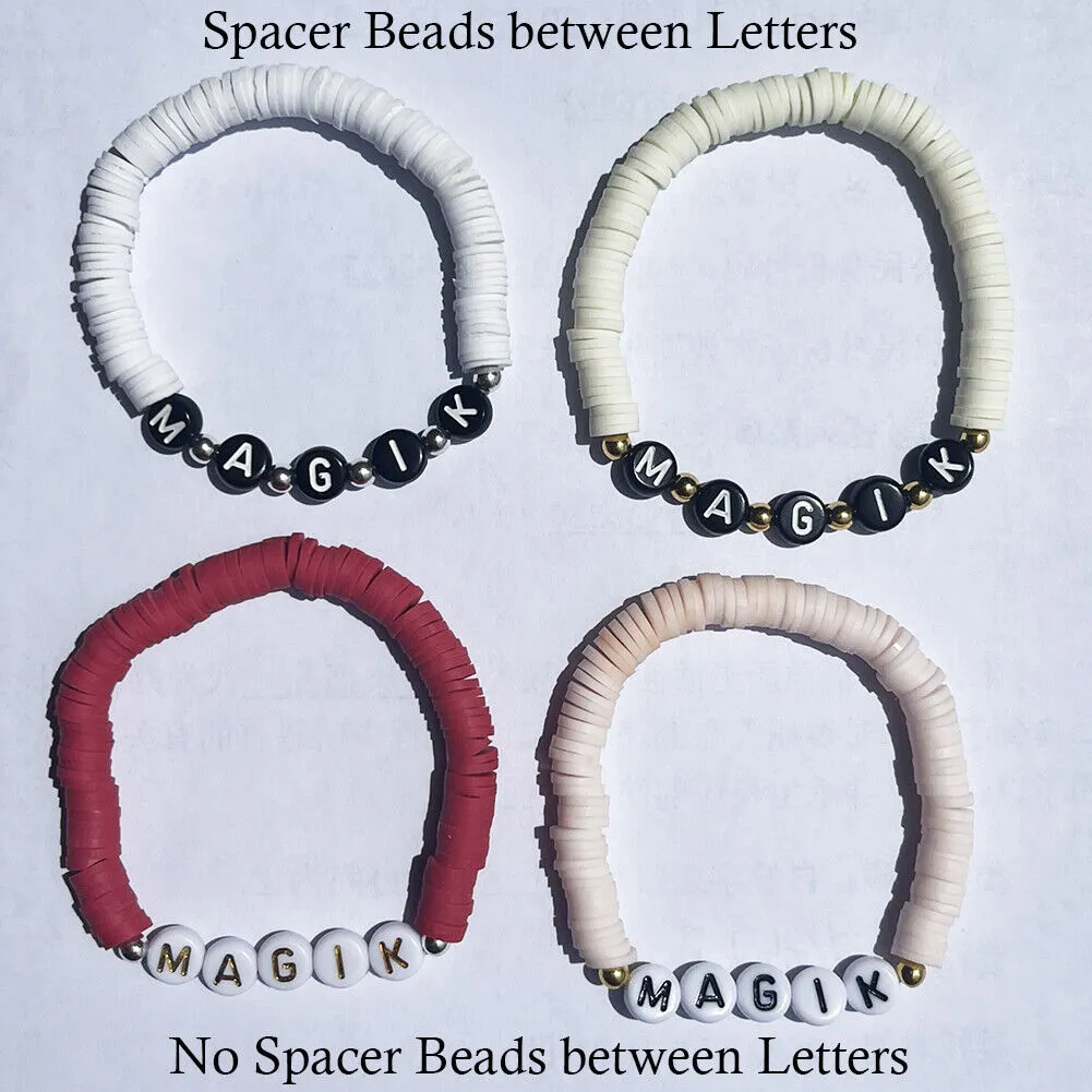 US Custom Name Bracelet Gold/Silver Beaded Stackable Mama Bracelet for All Ages