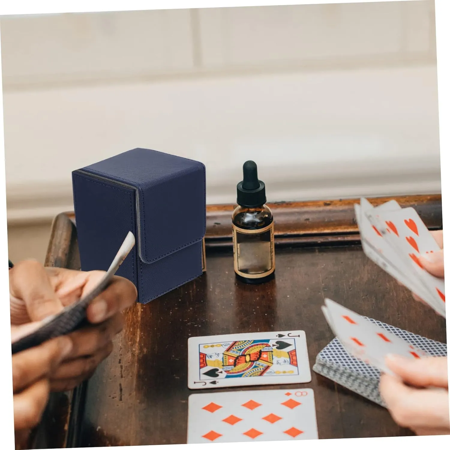 Vaguelly Box PU Leather Playing Card Storage Box Compact Game Cards Organizer for Home Travel Dice Tokens Lightweight present for Gamers