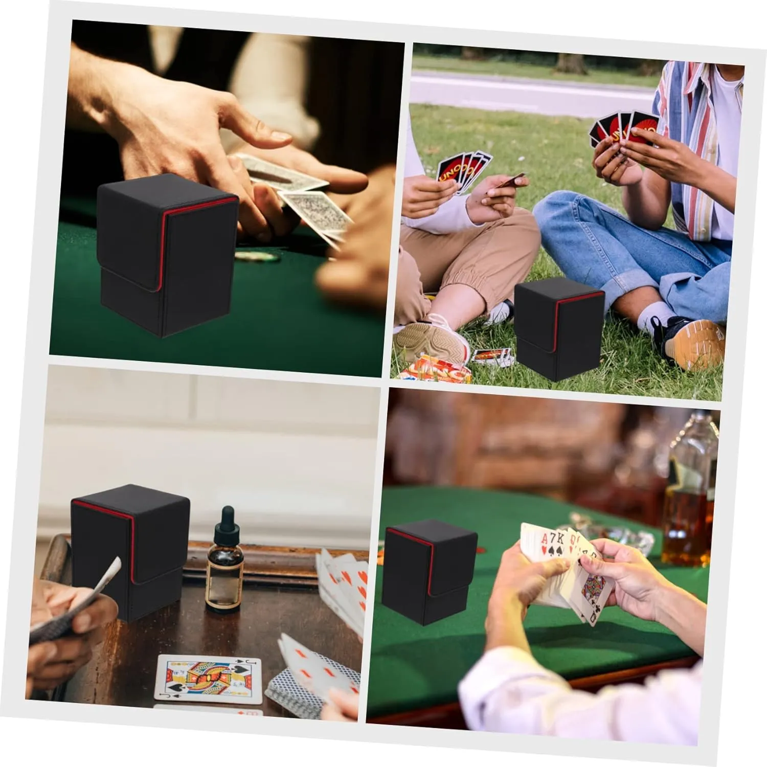 Vaguelly Pu Leather Game Card Organizer Case Compact Deck Storage Box for Trading Cards Smooth Edges Lightweight Portable for Collectors and Gamers Design