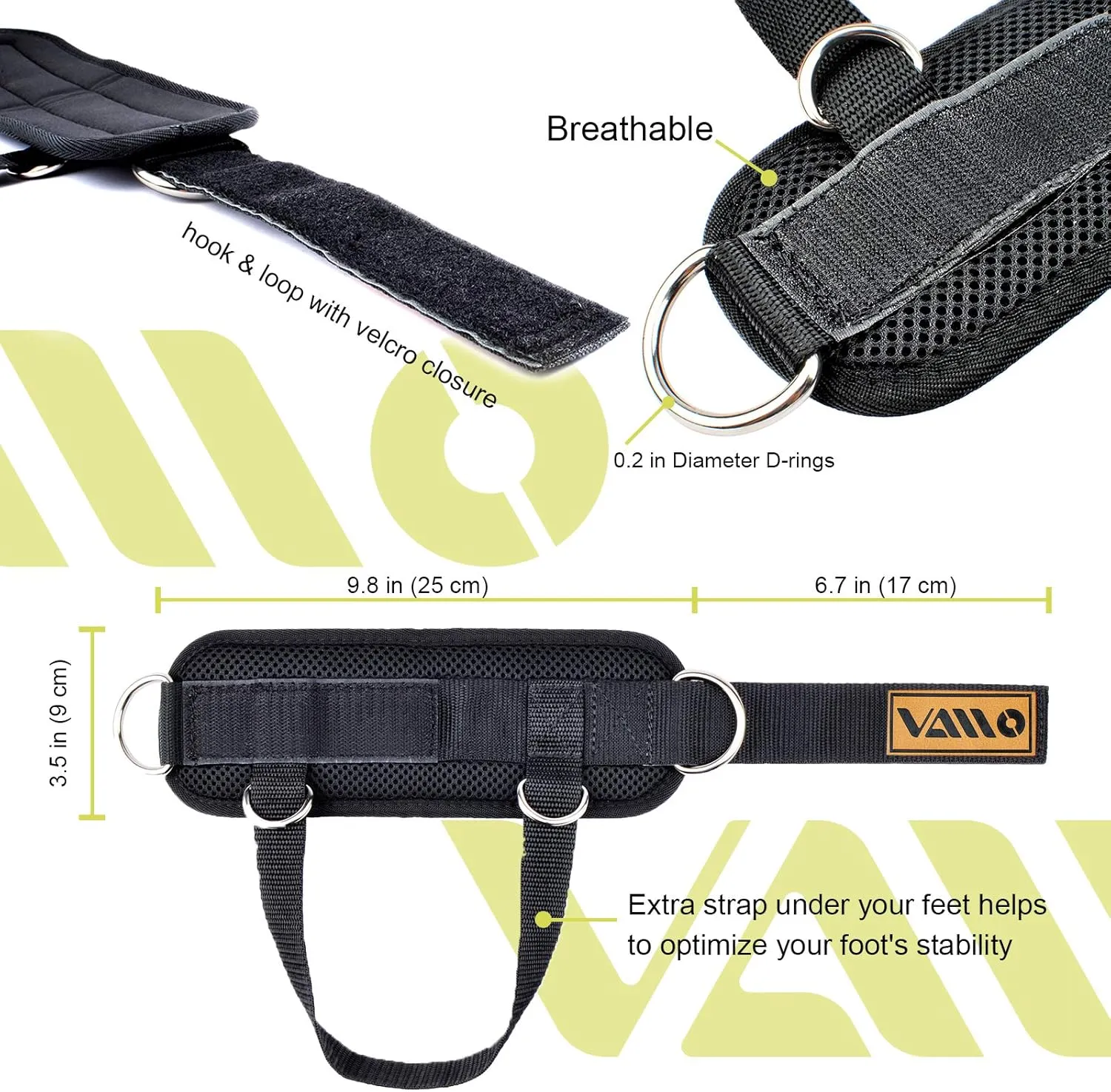 VAIIO Ankle Straps for Cable Machines,Adjustable Comfort fit Neoprene, Reinforce Double D-Ring - Premium Ankle Cuffs to Improve Abdominal Muscles, Lift The Butts, Tone The Legs for Men & Women